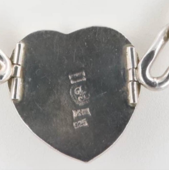 Talleres de Los ballesteros 179 g Heavy Heart Sterling Silver Necklace Taxco - Picture 3 of 5